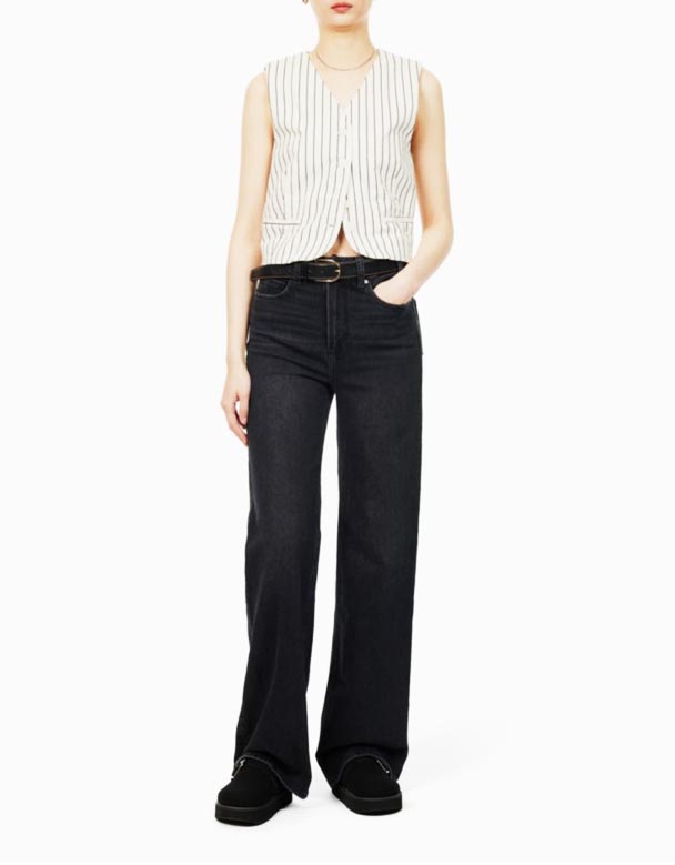 CHW01288 Sasha 32 "düz bacaklı orta katlı streç pamuklu kot pantolon
