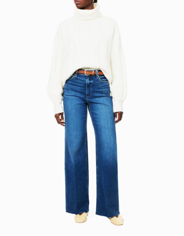 CHW01299 U-Anessa raw-hem izakhiwo eziphakeme ezinemilenze ebanzi-amajean e-denim