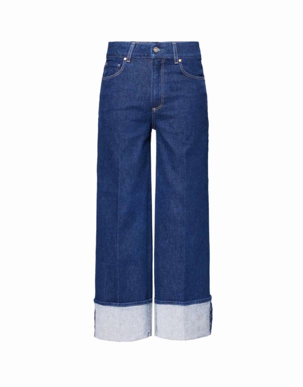 01300 Sasha Breiður-Fótur Hár-Rísa Denim Gallabuxur