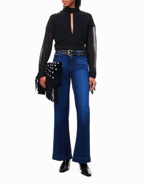 01304 Leenah slim-fit breiður-fótur teygja-denim gallabuxur