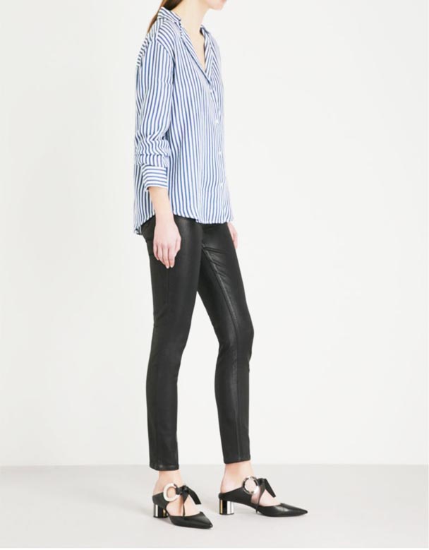CHW01329 Hoxton Ankle ultra-skinny high-rise coated stretch-denim jeans