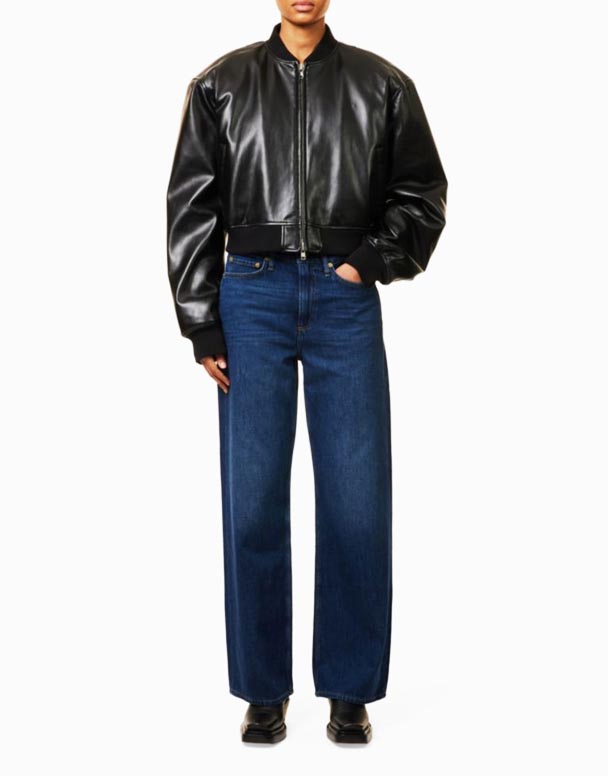 01361 Logan breiður-fótur meðal-rísa denim gallabuxur