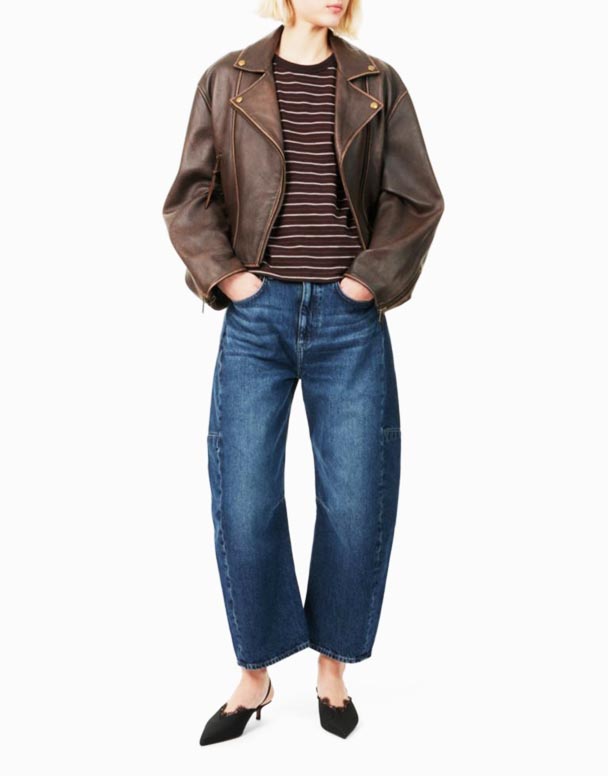 G01363 Gallabuxur með venjulegum fit barrel-leg