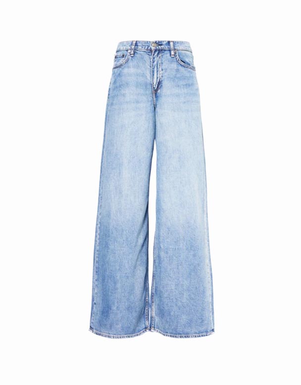 G01371 Fjaðurvigt Sofie breiður fótur hár-rísa denim-blanda gallabuxur