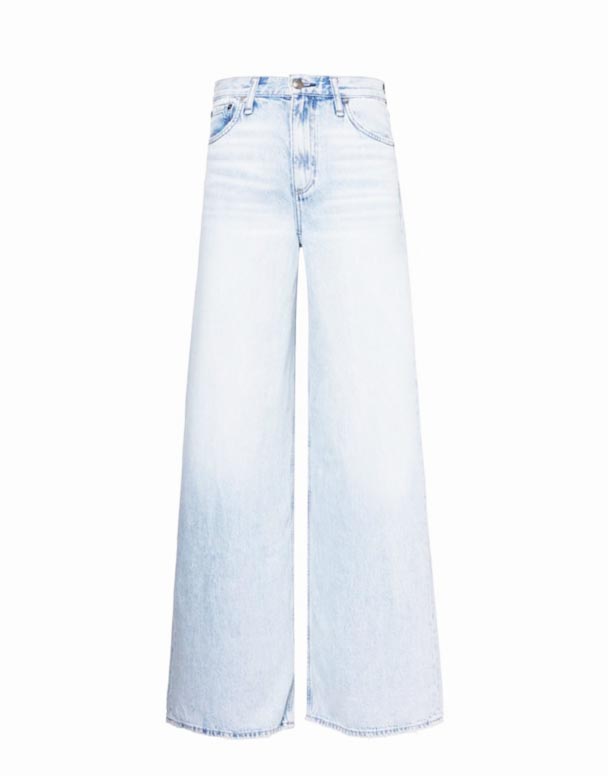 01373 Sofie breiður-fótur hár-rísa denim-blanda gallabuxur