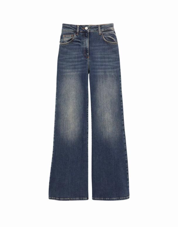 B01383 Bonnie mid-rise flared-leg gallabuxur
