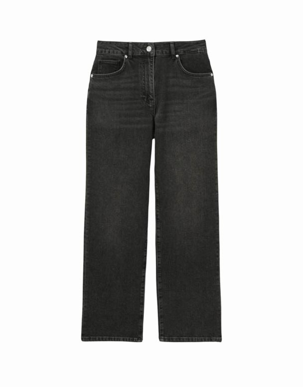 01386 Selin bein-fótur meðal-rísa teygja denim-blanda gallabuxur