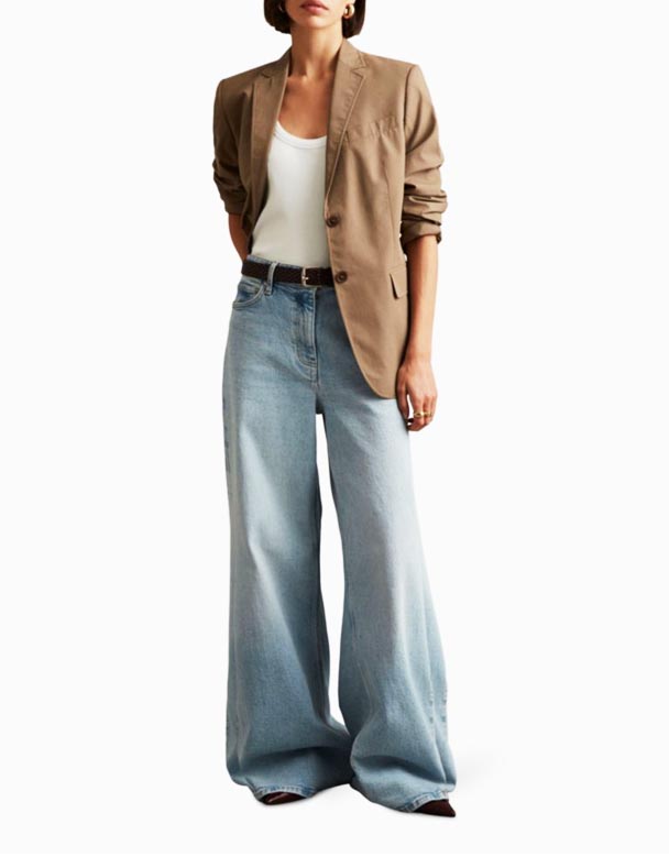 CHW01387 Kreta Szerokie Nogawki mid-rise stretch denim-Mieszanka jeans