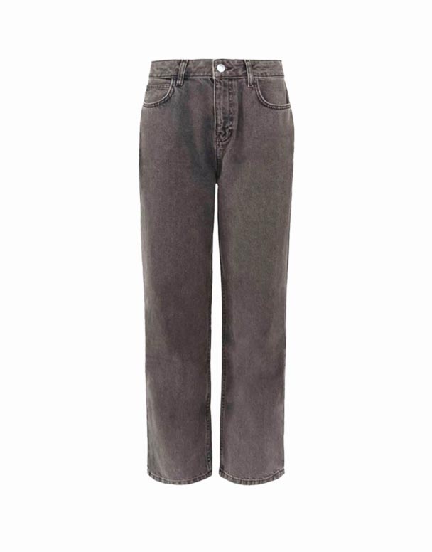 G01399 Beinfætt háhýsi uppskornar denim gallabuxur