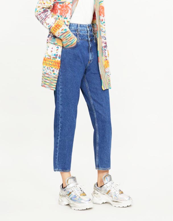 CHW01412 Doppellagige Jeans mit hohem Bund