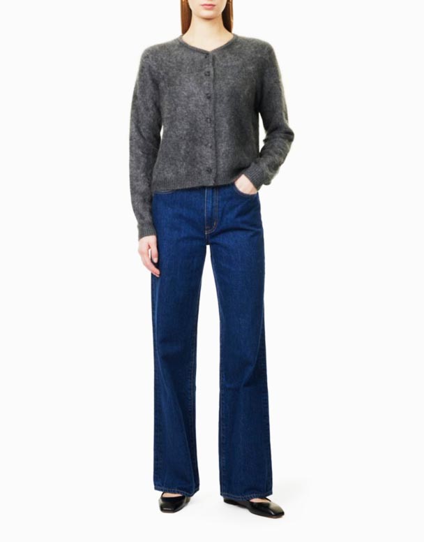 01432 Náð Fimm Vasa Breiður Fótur Hár-Rísa Denim Gallabuxur