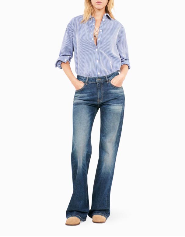 CHV01457 aşağı boylu və alovlu ayaqlı Jeans
